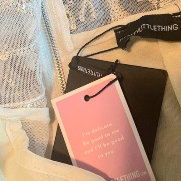 PrettyLittleThing Cream and Gold Sequin Mini Dress - Picture 10 of 10